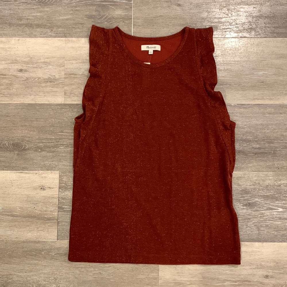 NWT Madewell metallic ruffle tank top size medium